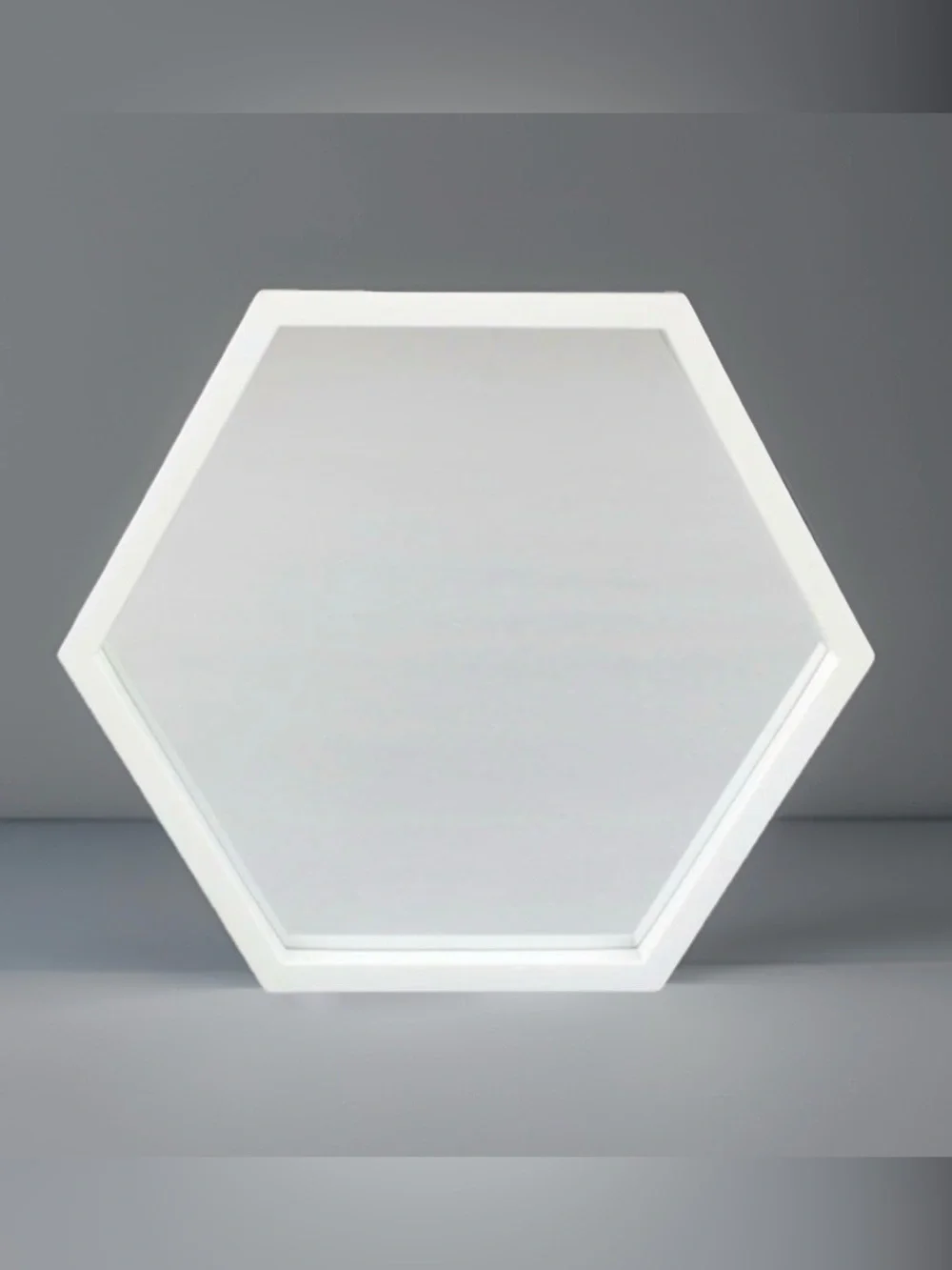 Hexagon Design Wall Mirror Set 2pcs ~ White Framed  ~New~